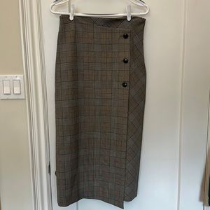 ARITZIA Babaton long plaid wrap skirt size 8